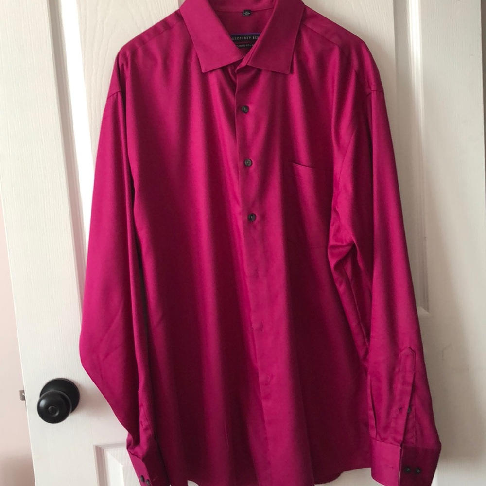 Geoffrey Beene Raspberry Button Down Shirt - Picture 4 of 7
